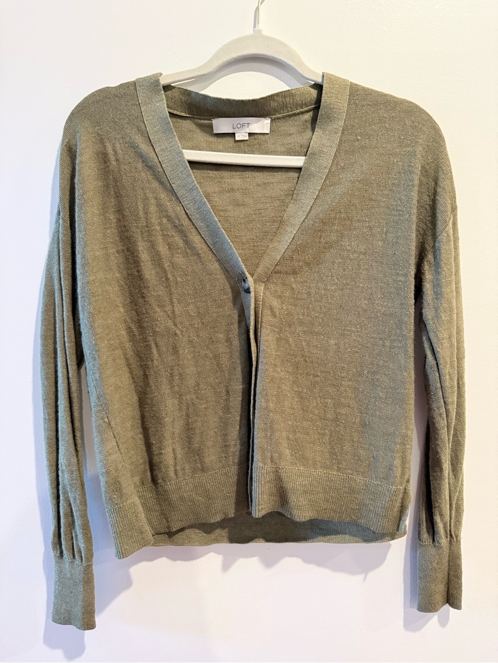 LOFT Olive Green Lightweight V-Neck Cardigan